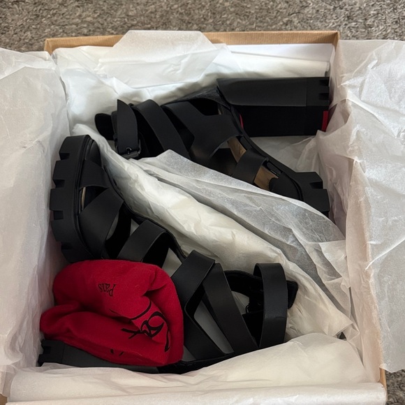 Christian Louboutin Black Multi-Strap Heels 100MM - Picture 11 of 11